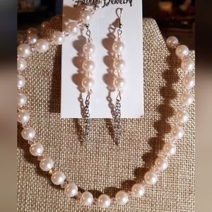 3pc Pale Pink Faux Pearl and Crystal set